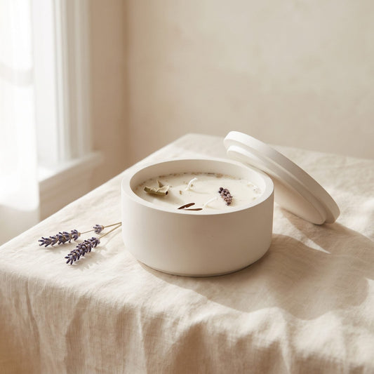 Bougie d’intention Purification, coulée à la main en cire de soja dans un pot fait à l’atelier, Elixir de Lune