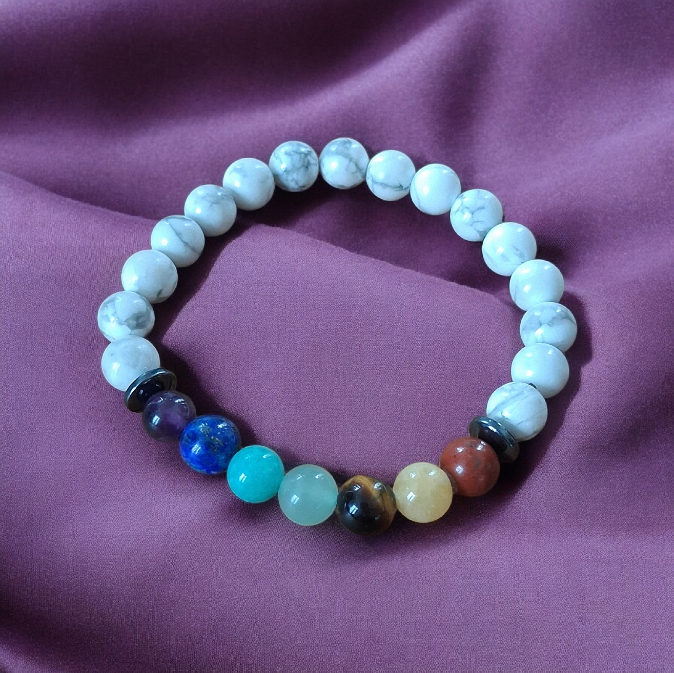 Bracelet 7 Chakras et Howlite